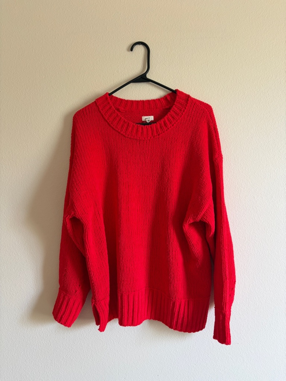 aerie Bright Red Ribbed Crewneck Sweater